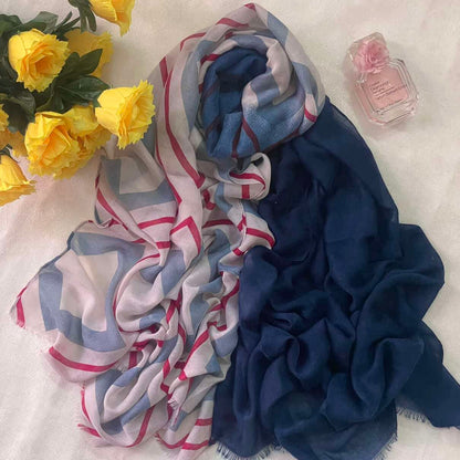 Dual print lawn hijab Attires For Muslimah