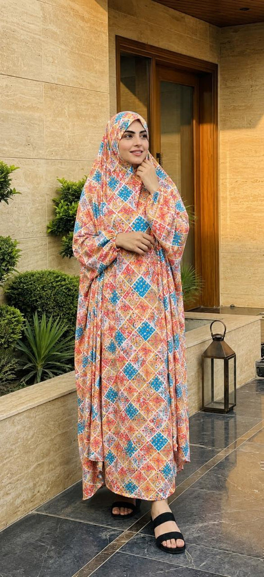 Full Coverage Namaz Chadar with Sleeves + Niqab (Pure Lawn)