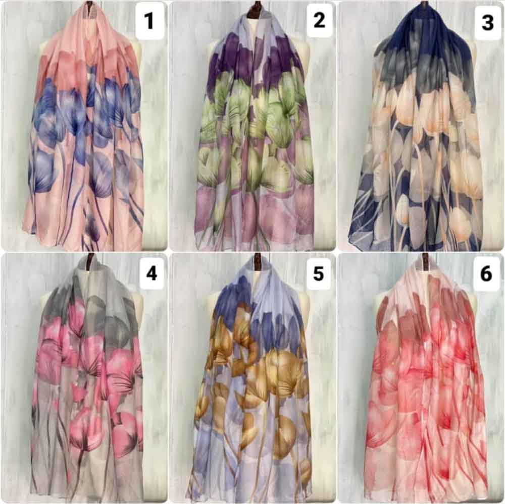 Floral lawn hijab Attires For Muslimah