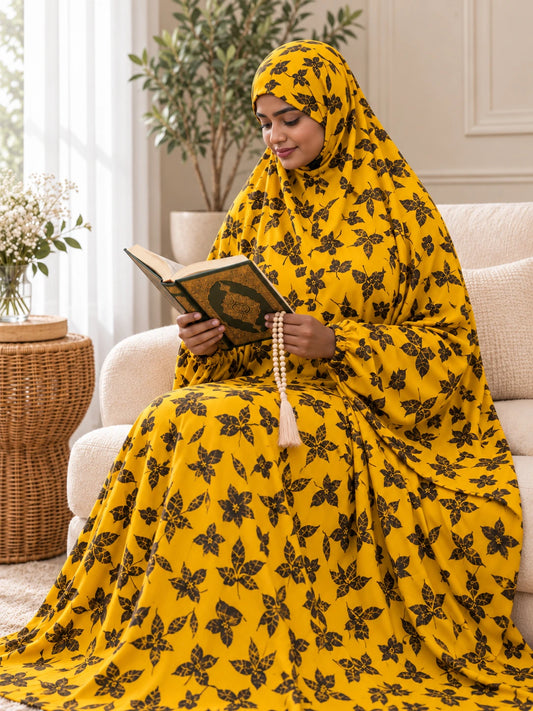 Full Coverage Namaz chadar with sleeves + Niqab (Linen) - lifestyle photo