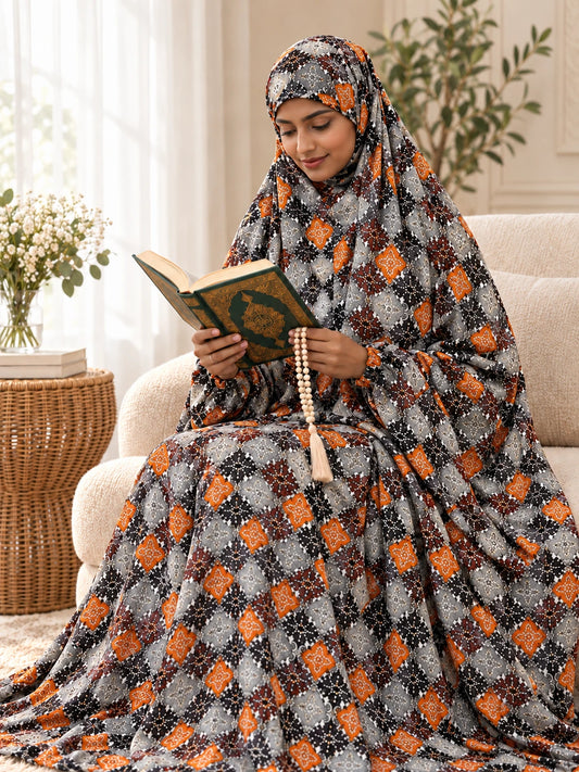 Full Coverage Namaz chadar with sleeves + Niqab (Linen) - lifestyle photo