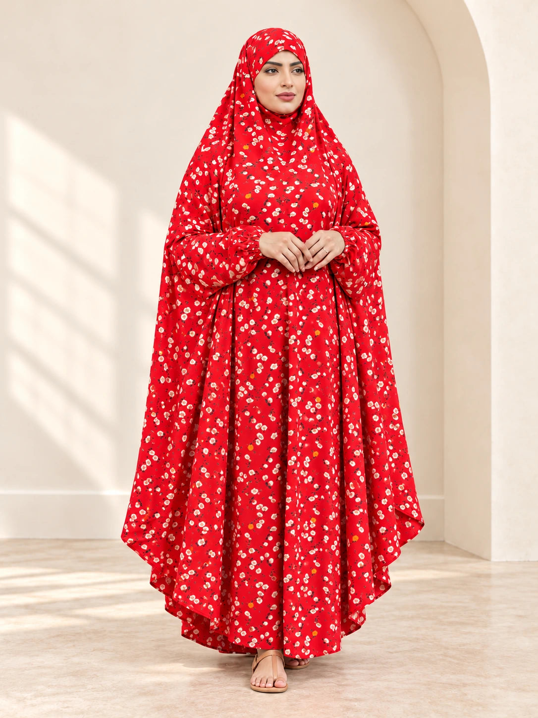 Full Coverage Namaz Chadar with Sleeves + Niqab (Linen) - full product view