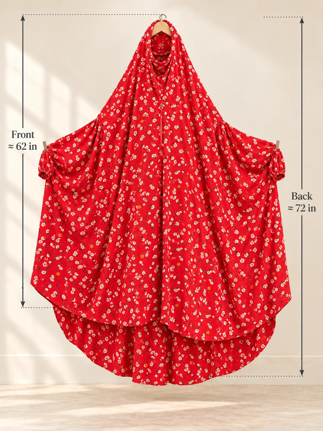 Full Coverage Namaz Chadar with Sleeves + Niqab (Linen) - on a hanger