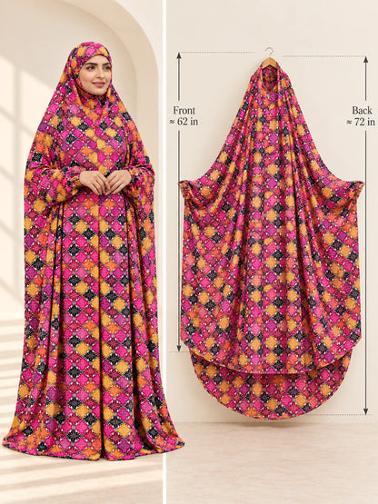 Full Coverage Namaz Chadar with Sleeves + Niqab (Linen) - on a hanger