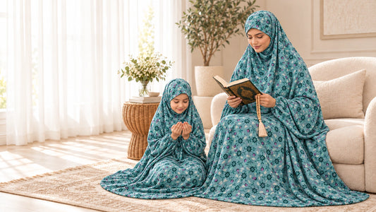 Mother daughter chadar set - teal floral