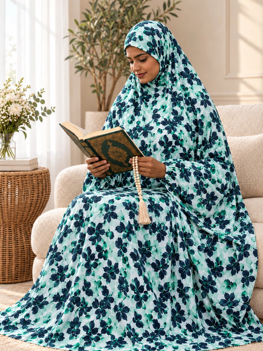 Full Coverage Namaz Chadar with Sleeves + Niqab (Pure Lawn) - lifestyle photo