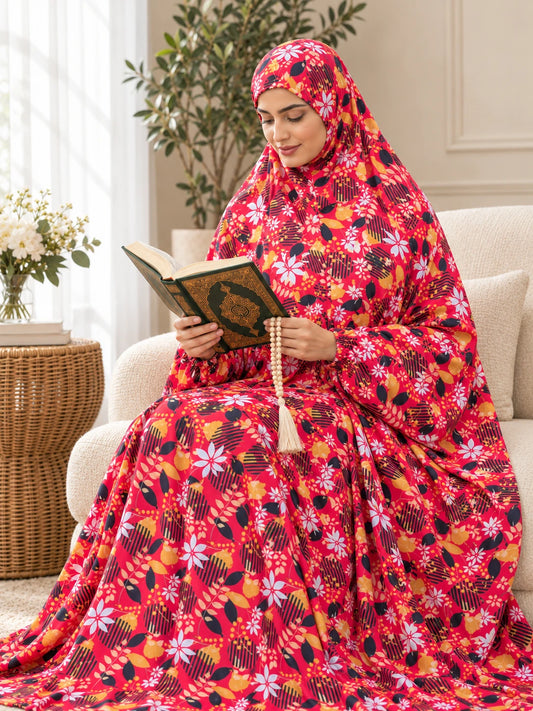 Full Coverage Namaz Chadar with Sleeves + Niqab (Pure Lawn) - lifestyle photo