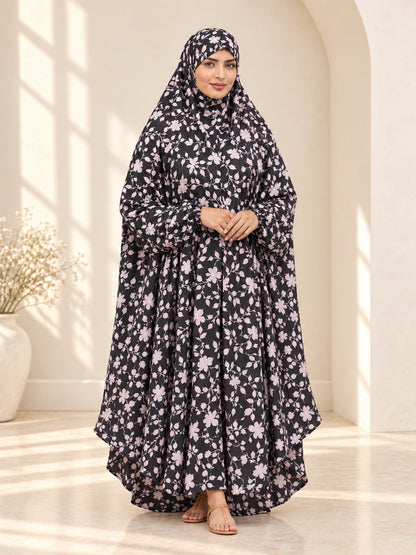 Full Coverage Namaz Chadar with Sleeves + Niqab (Pure Lawn) - full product view