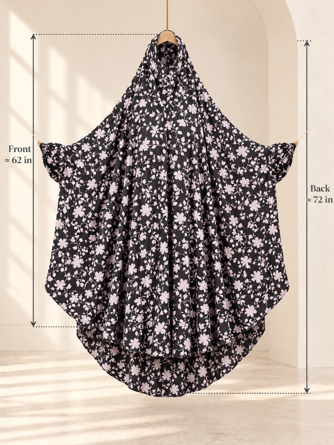 Full Coverage Namaz Chadar with Sleeves + Niqab (Pure Lawn) - on a hanger