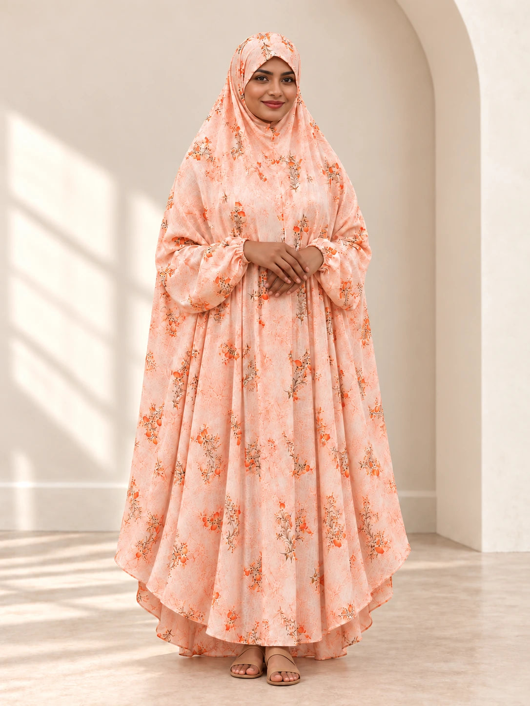 Full Coverage Namaz Chadar with Sleeves + Niqab (Pure Lawn) - full product view