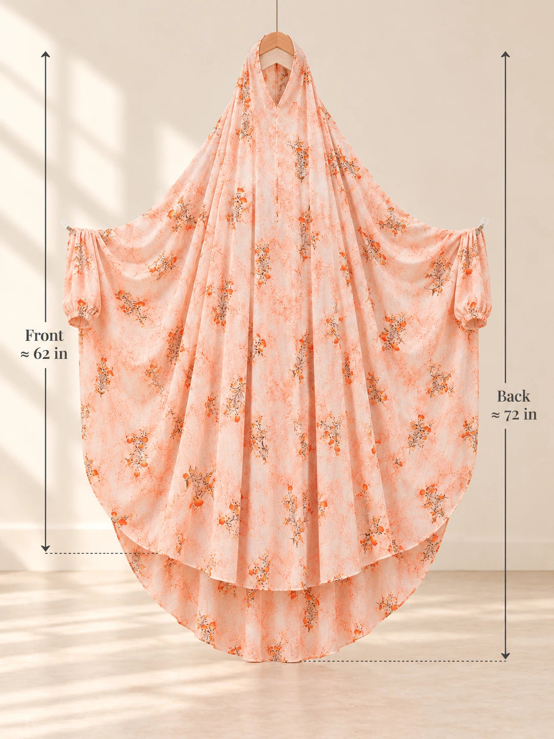 Full Coverage Namaz Chadar with Sleeves + Niqab (Pure Lawn) - on a hanger