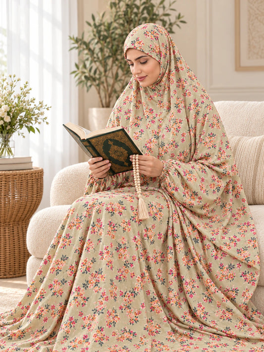 Full Coverage Namaz Chadar with Sleeves + Niqab (Pure Lawn) - lifestyle photo