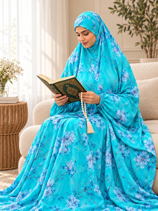 Full Coverage Namaz Chadar with Sleeves + Niqab (Pure Lawn) - lifestyle photo