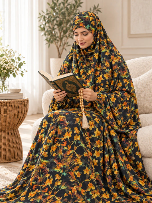 Full Coverage Namaz Chadar with Sleeves + Niqab (Pure Lawn) - lifestyle photo