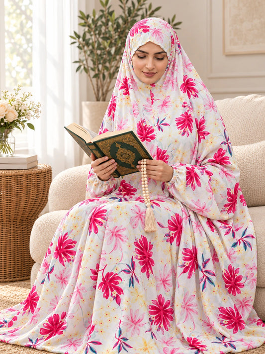 Full Coverage Namaz Chadar with Sleeves + Niqab (Pure Lawn) - lifestyle photo