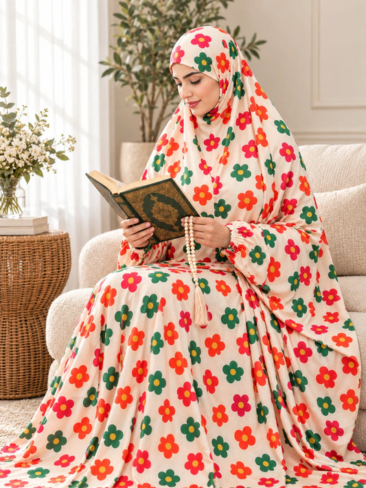 Full Coverage Namaz Chadar with Sleeves + Niqab (Pure Lawn) - lifestyle photo