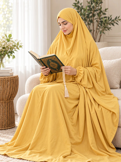 Hajj Umrah Full Coverage Namaz Chadar/Ihram (with pocket) (Linen) - lifestyle photo