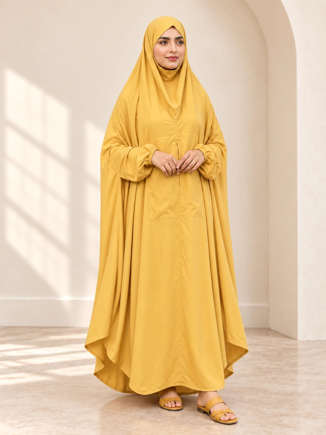 Hajj Umrah Full Coverage Namaz Chadar/Ihram (with pocket) (Linen) - full product view