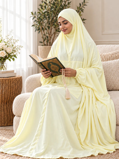 Hajj Umrah Full Coverage Namaz Chadar/Ihram (with pocket) (Linen) - lifestyle photo