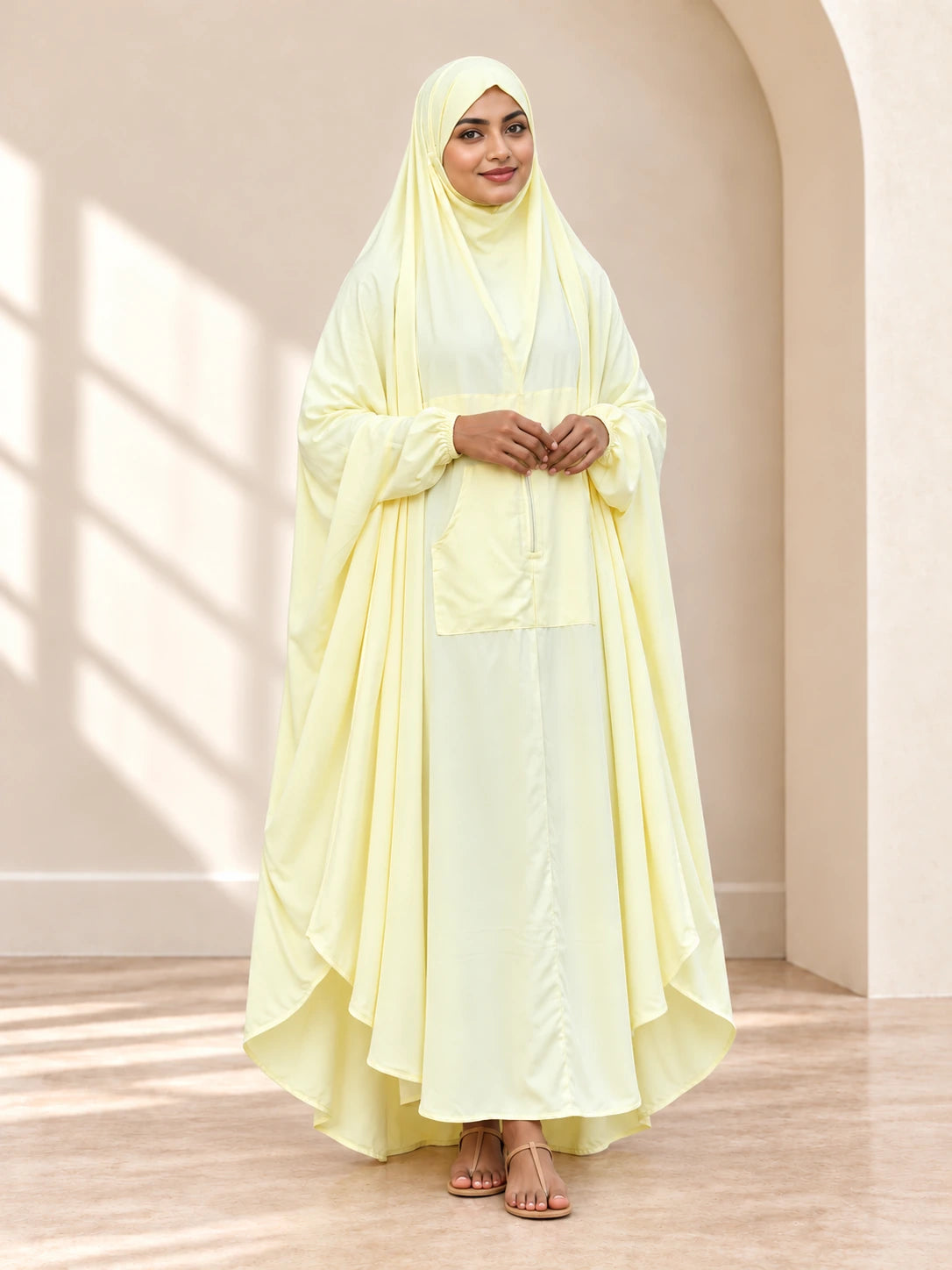Hajj Umrah Full Coverage Namaz Chadar/Ihram (with pocket) (Linen) - full product view