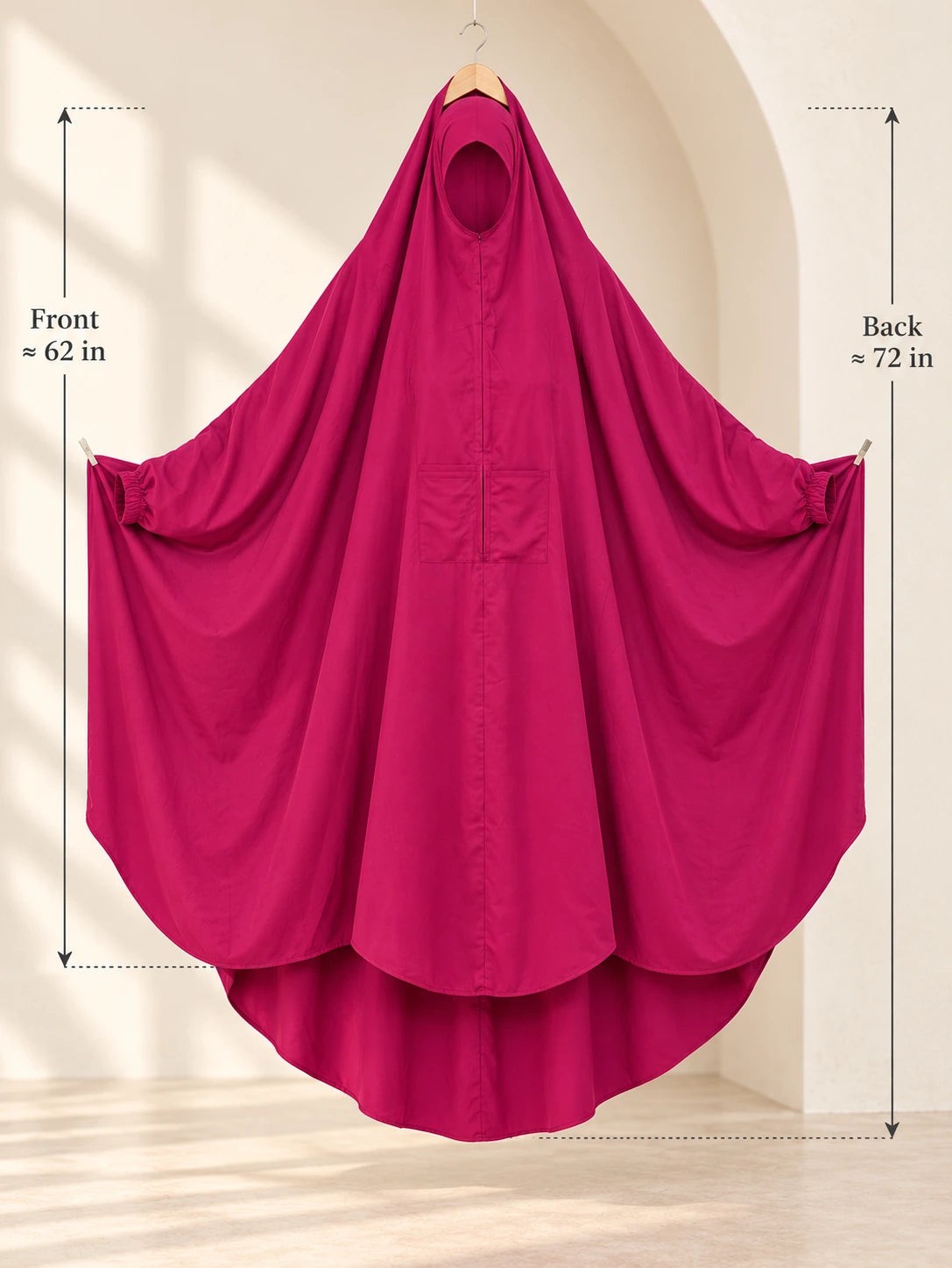 Hajj Umrah Full Coverage Namaz Chadar/Ihram (with pocket) (Lawn) - on a hanger