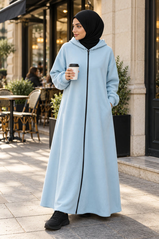 Hoodie Abaya (Baby Blue) - cafe terrace