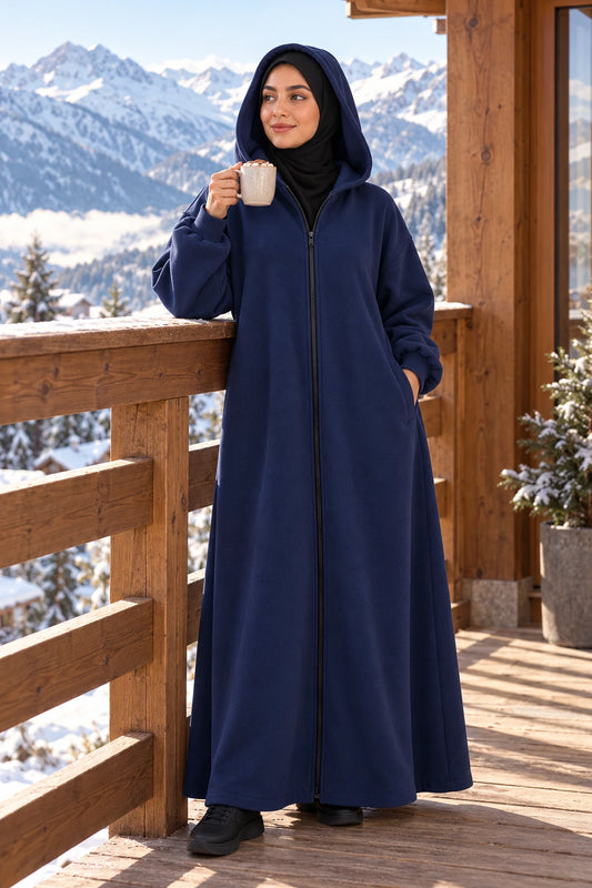 Hoodie Abaya (Navy Blue) - mountain balcony