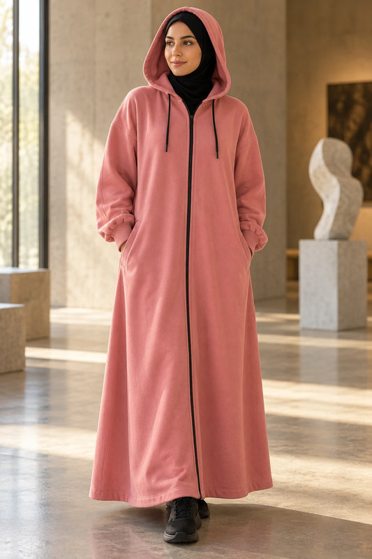 Hoodie Abaya (Salmon peach) - gallery