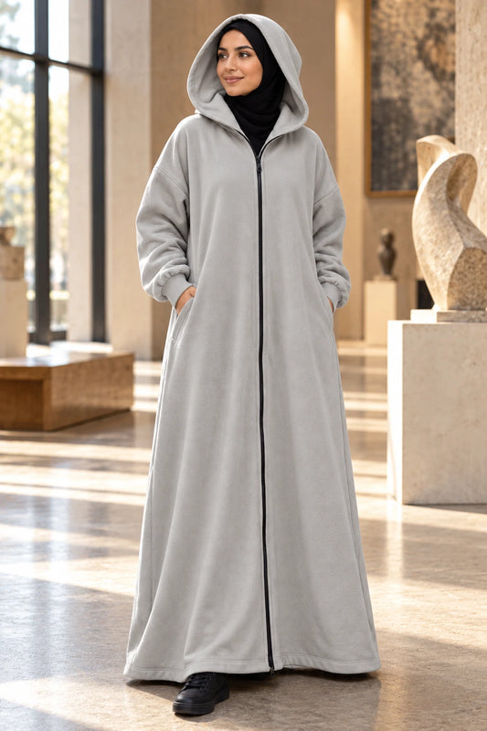 Hoodie Abaya (Silver Grey) - gallery