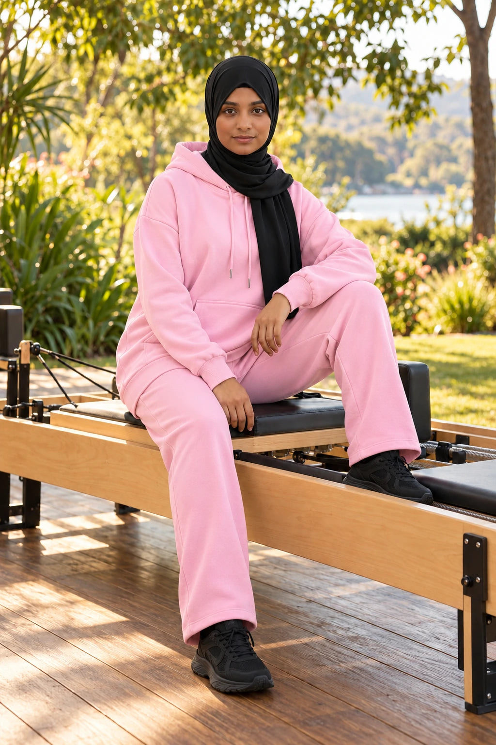 Hoodie Co Ord Set (pink) - pilates park