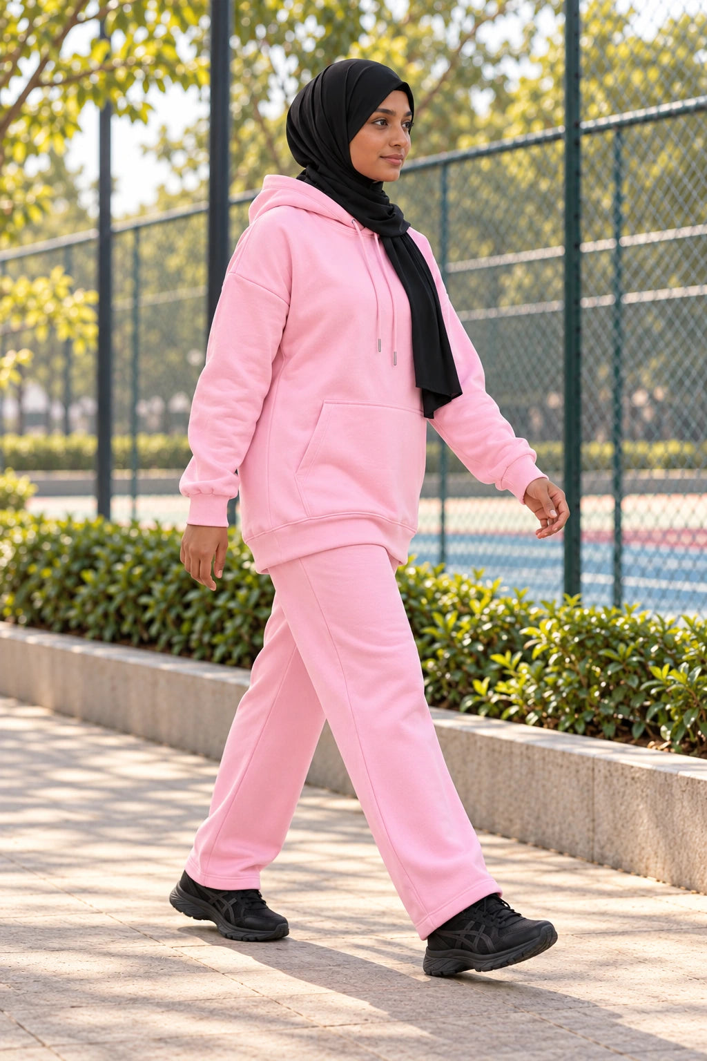Hoodie Co Ord Set (pink) - styled pose