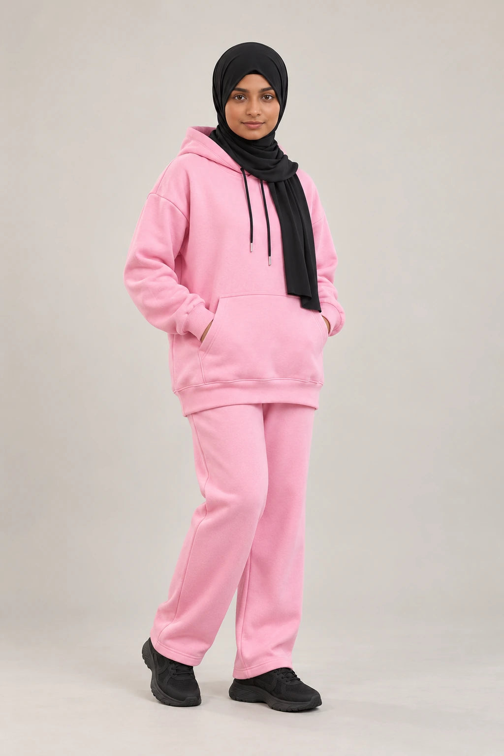 Hoodie Co Ord Set (pink) - full product view