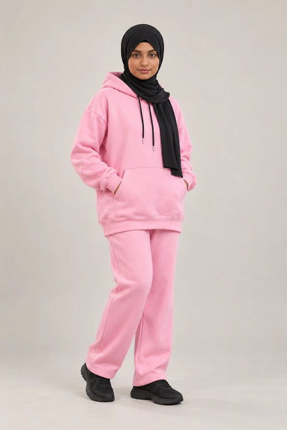 Hoodie Co Ord Set (pink) - full product view