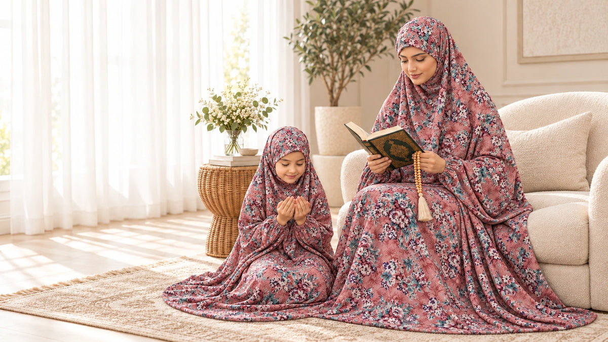 Mother daughter chadar set - pink floral