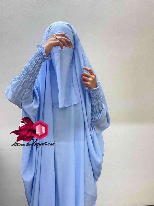 French Jilbab (2 Piece) - Sky Blue Attires For Muslimah