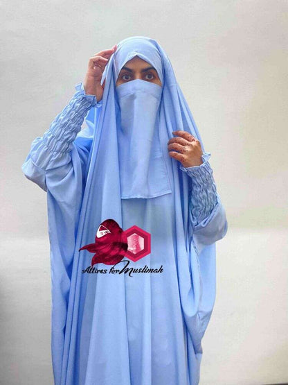 French Jilbab (2 Piece) - Sky Blue Attires For Muslimah
