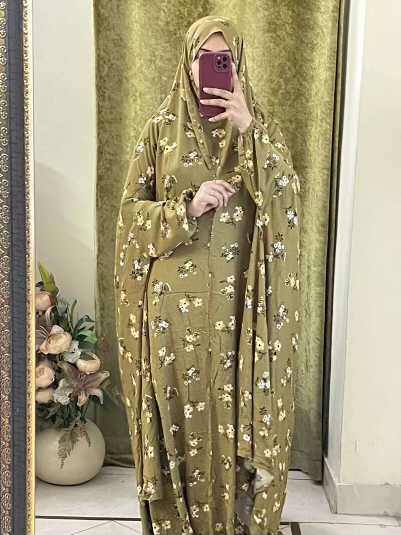 Full Coverage Namaz Chadar with Sleeves + Niqab (Linen) Attires For Muslimah