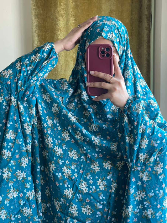 Full Coverage Namaz Chadar with Sleeves + Niqab (Linen) Attires For Muslimah
