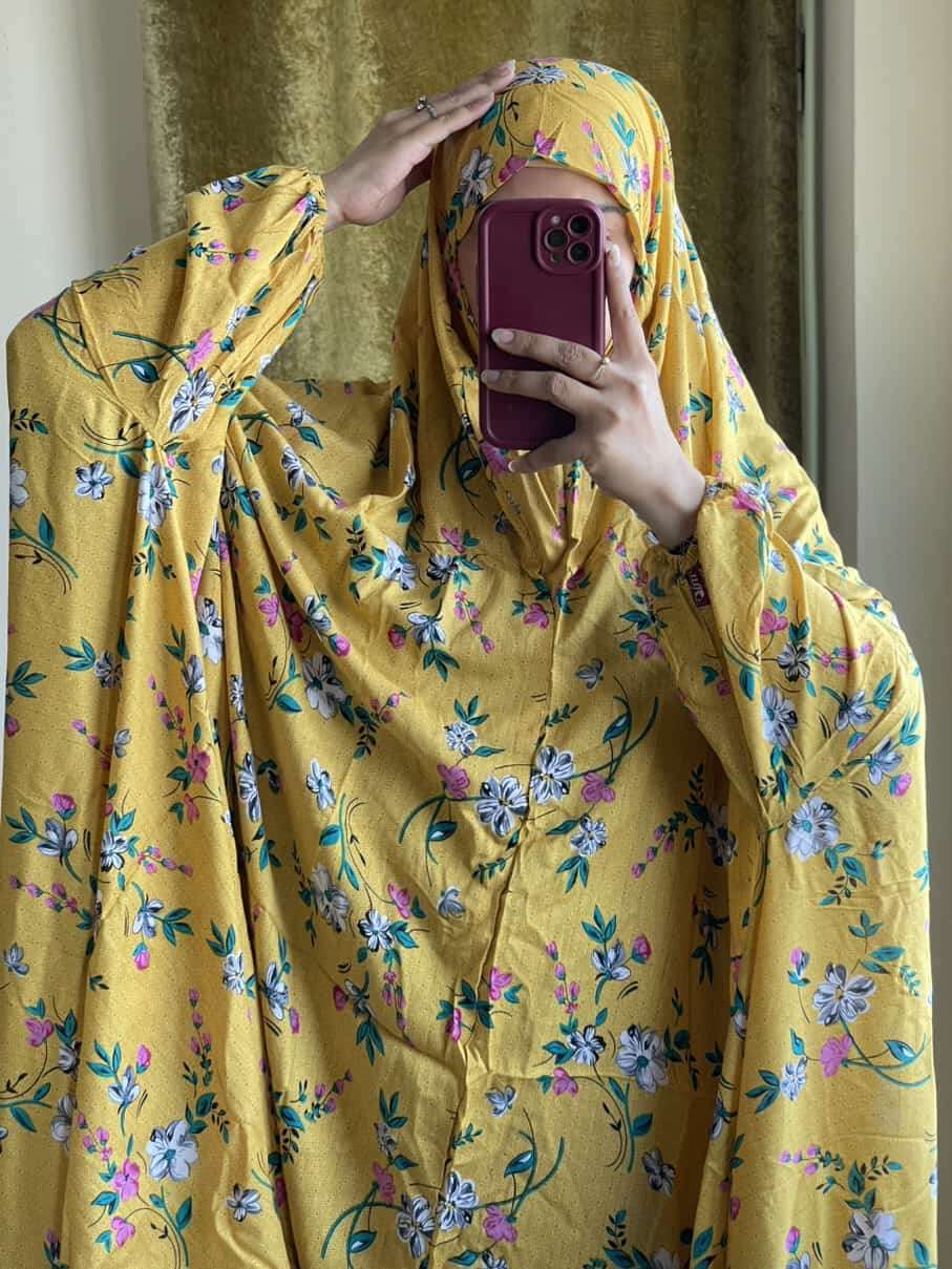 Full Coverage Namaz Chadar with Sleeves + Niqab (Linen) Attires For Muslimah