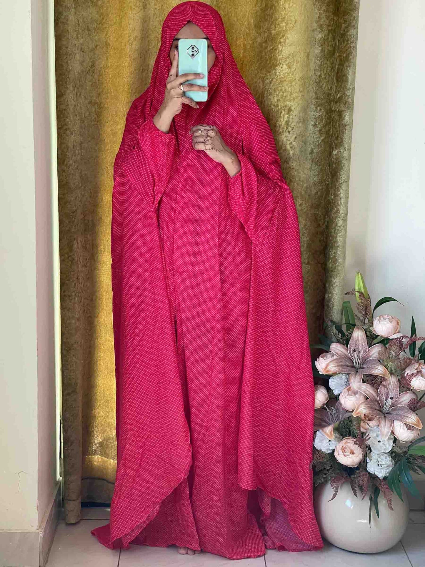 Full Coverage Namaz chadar with sleeves + Niqab (Linen) Attires For Muslimah