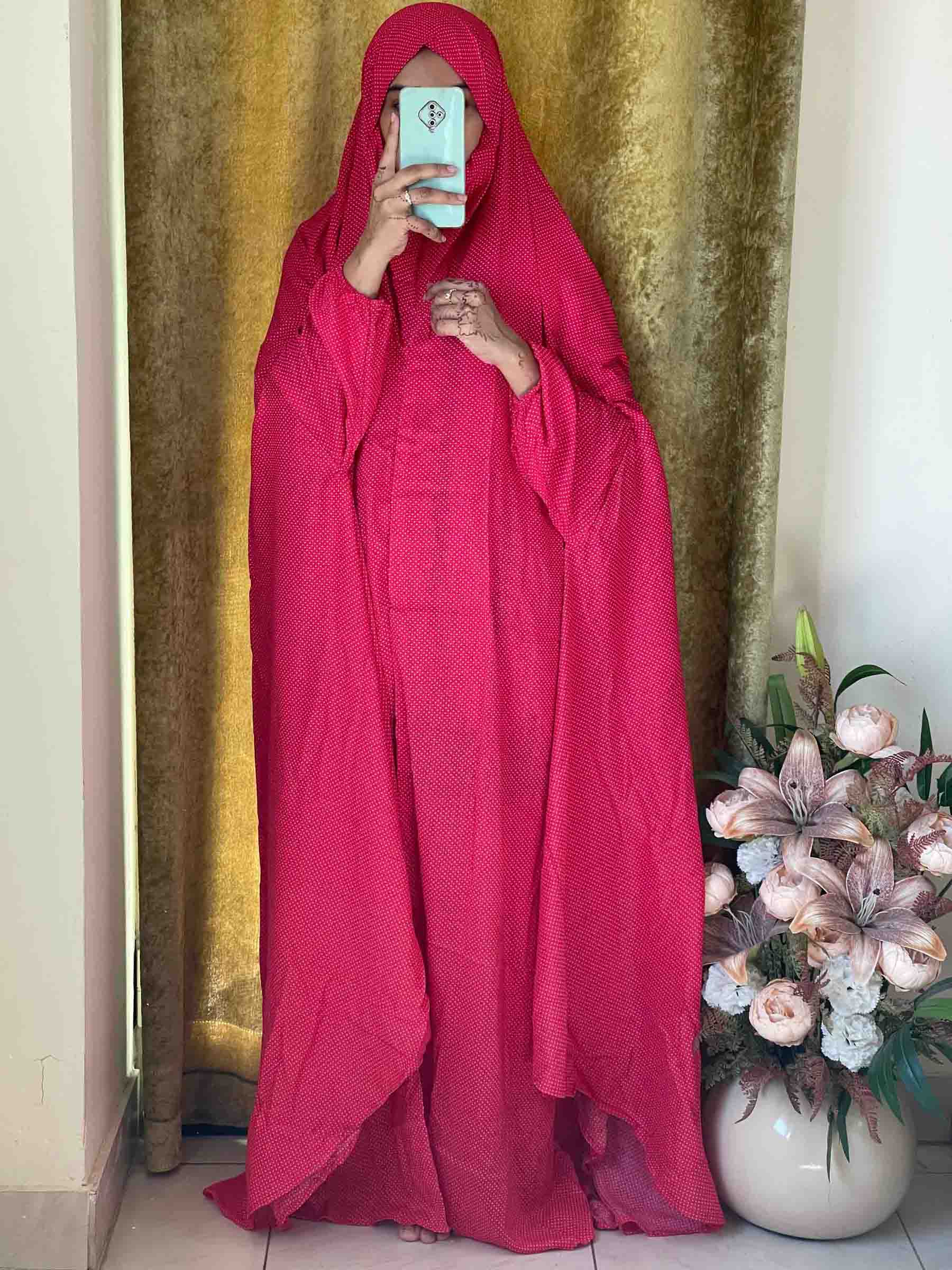 Full Coverage Namaz chadar with sleeves + Niqab (Linen) Attires For Muslimah