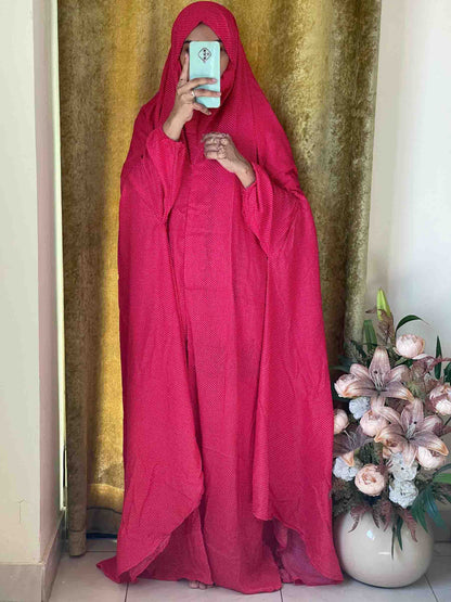 Full Coverage Namaz chadar with sleeves + Niqab (Linen) Attires For Muslimah