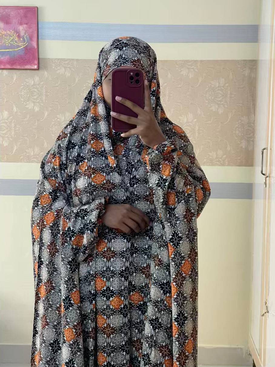 Full Coverage Namaz Chadar with Sleeves + Niqab (Linen) Attires For Muslimah