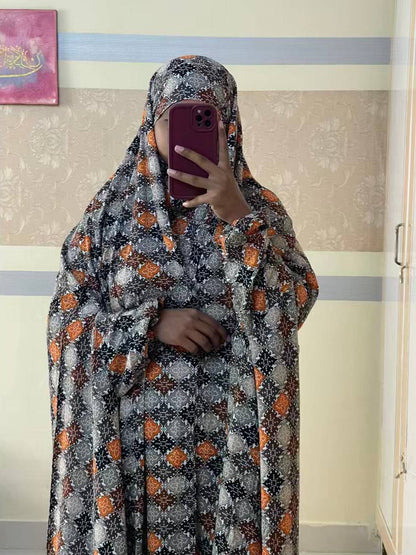 Full Coverage Namaz Chadar with Sleeves + Niqab (Linen) Attires For Muslimah