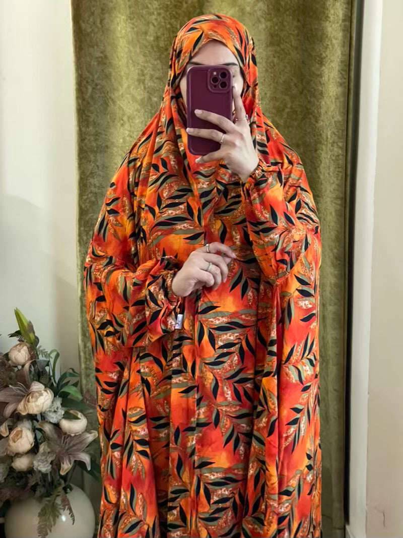 Full Coverage Namaz Chadar with Sleeves + Niqab (Linen) Attires For Muslimah