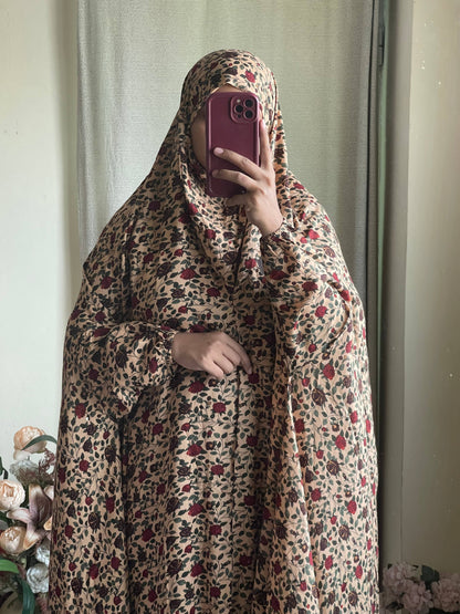 Full Coverage Namaz chadar with sleeves + Niqab (Linen) Attires For Muslimah