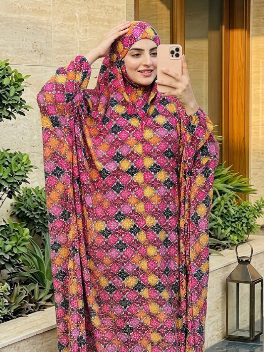 Full Coverage Namaz Chadar with Sleeves + Niqab (Linen) Attires For Muslimah