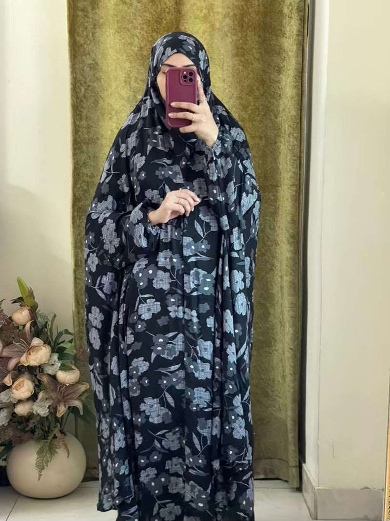 Full Coverage Namaz chadar with sleeves + Niqab (Linen) Attires For Muslimah