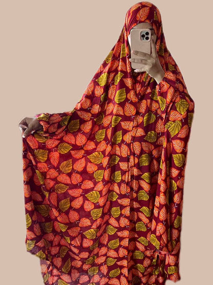 Full Coverage Namaz Chadar with Sleeves + Niqab (Linen) Attires For Muslimah