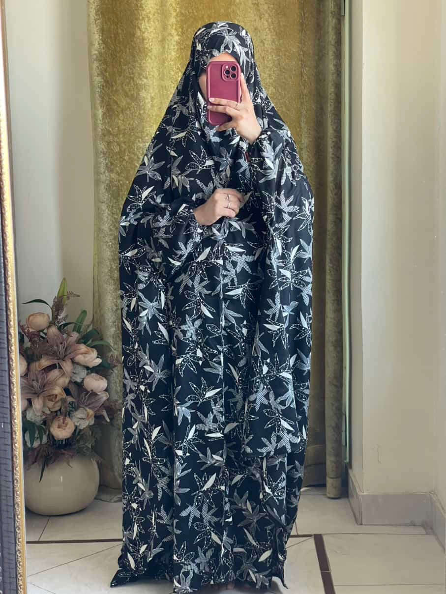 Full Coverage Namaz Chadar with Sleeves + Niqab (Linen) Attires For Muslimah